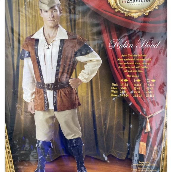 incharacter costumes Mens Robin Hood Costume Medium Complete Style #1013 - Picture 2 of 6